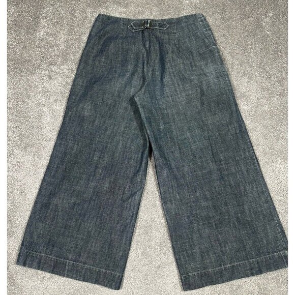 Vtg Iena Pants Womens 38 US Medium Blue Denim Wide Leg Cropped Sailor Na… - Picture 2 of 14